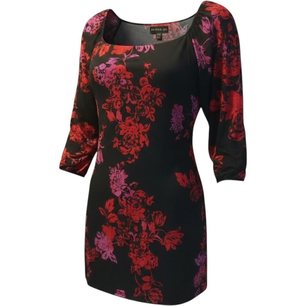 NWT Harper 241 Floral Dress‎ Black Red Purple Size 10 Cocktail Or Sunday's Best